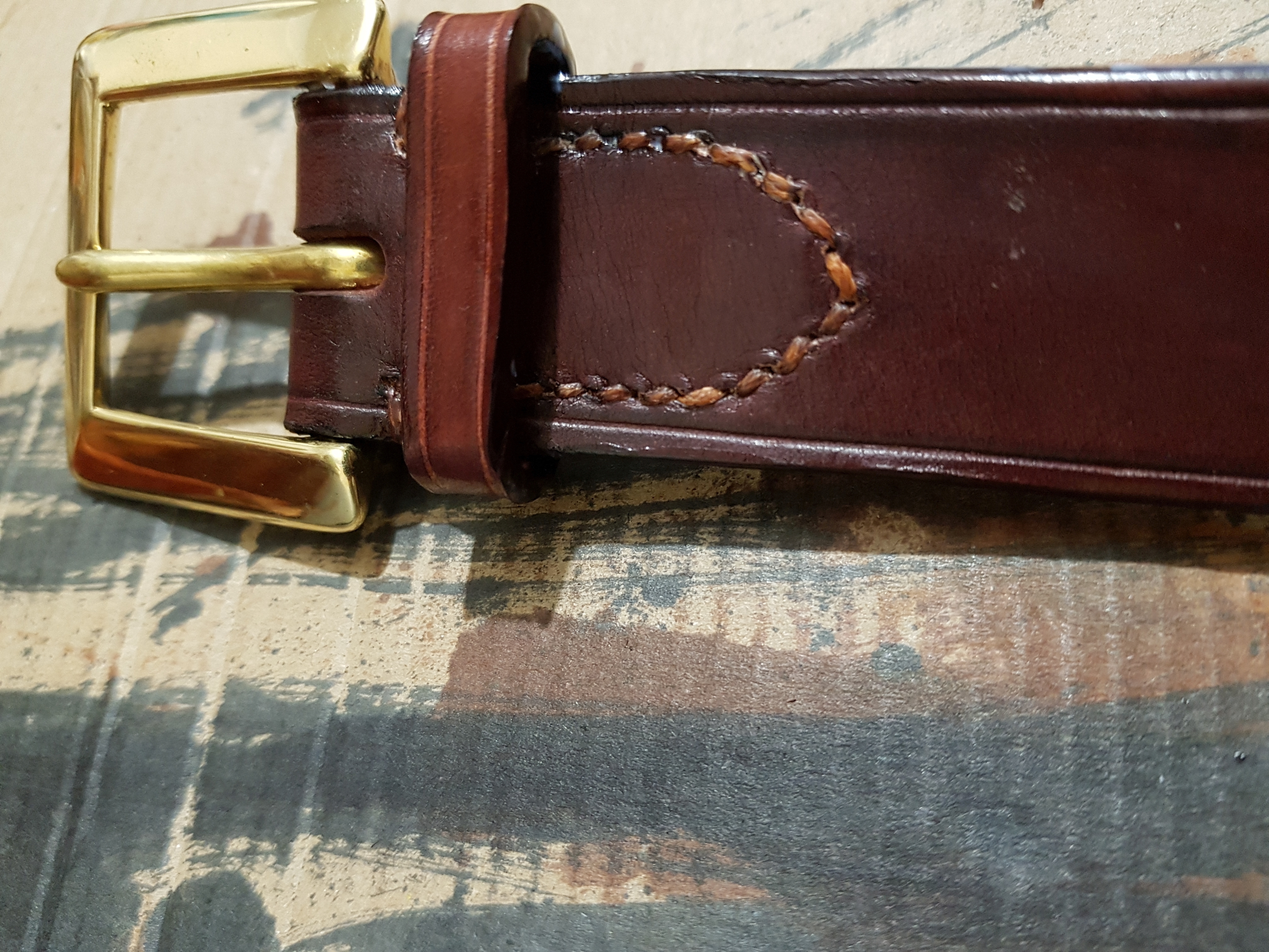Custom length belt, mahogany 